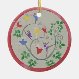 Décoration En Céramique Neuf dames dansent l'ornement de Noël