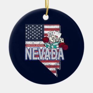 Décoration En Céramique Nevada United States Retro Map Vintage USA Casino