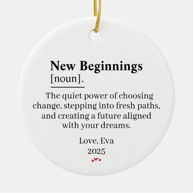 Décoration En Céramique New Beginnings Definition Ornament Gift (Devant)