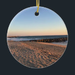 Décoration En Céramique Newport Beach at Sunset, Californie<br><div class="desc">Vue sur Newport Beach depuis la tour de sauveteur 52 en direction sud vers la jetée. Ciel rose avec le sable qui brille aussi. Photo prise en novembre 2022.</div>