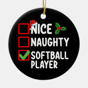 Décoration En Céramique Nice Naughty Softball Player Liste de Noël
