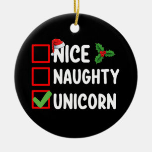 Décoration En Céramique Nice Naughty Unicorn Liste de Noël