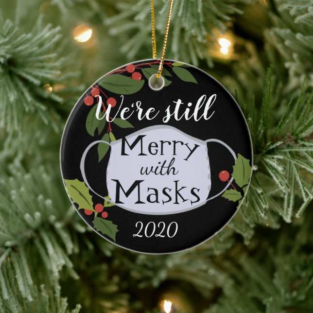 Décoration En Céramique Noël 2020 Encore Joyeux Avec Des Masques (Arbre)