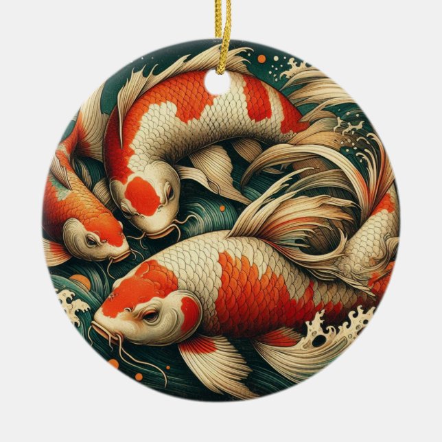 Décoration En Céramique Noël à Koi Fish (Devant)