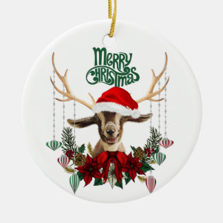 Décoration En Céramique Noël à la chèvre mignonne