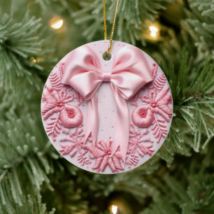 Décoration En Céramique Noël à la corneille rose