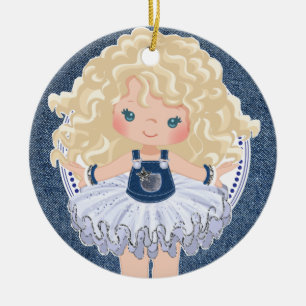 Décoration En Céramique Noël à la petite fille blonde Denim & Diamonds