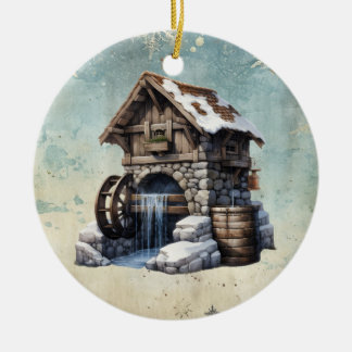Décoration En Céramique Noël à l'ancien moulin à eau de campagne