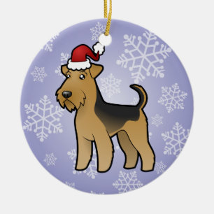 Décoration En Céramique Noël Airedale Terrier/gallois Terrier