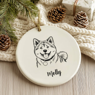 Décoration En Céramique Noël Akita personnalisé