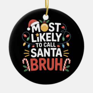 Décoration En Céramique Noël appellera probablement Père Noël Bruh Famille