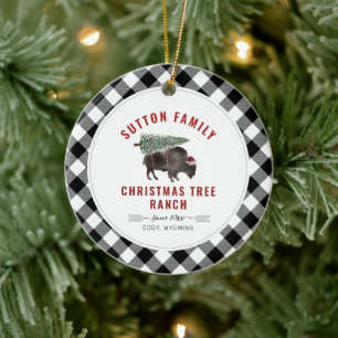 Décoration En Céramique Noël Arbre Ranch Père Noël Buffalo Plaid Motif
