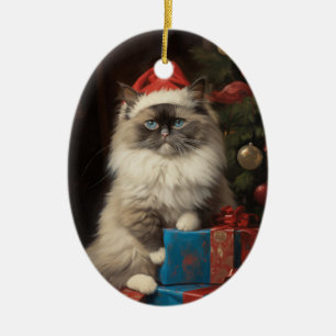 Décoration En Céramique Noël au chat Ragdoll