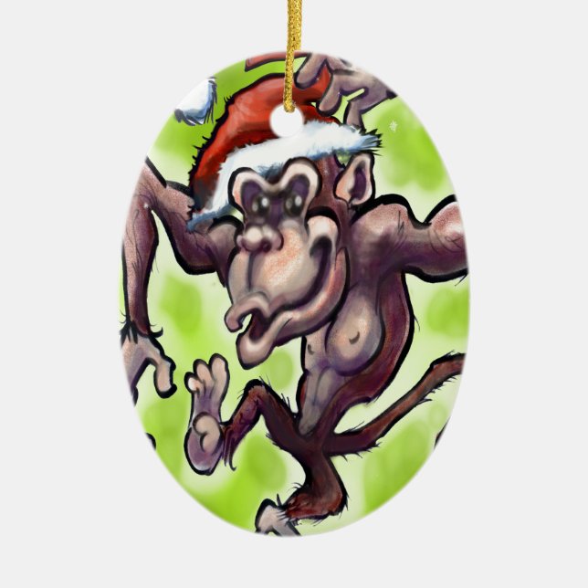Décoration En Céramique Noël au chimpanzé (Devant)