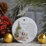 Décoration En Céramique Noël au Ciel | Mémorial photo<br><div class="desc">Cet ornement commémoratif est le moyen parfait d'express un souvenir d'un être cher à ne jamais être oublié. Avec votre photo préférée, une belle citation, le nom et les dates de votre être cher sur un côté. Chaise de Noël aquarelle illustrations et poème sur l'autre. Honorer la mémoire de vos...</div>