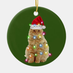 Décoration En Céramique Noël aux chats illuminés par les Casquettes