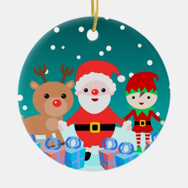 DÉCORATION EN CÉRAMIQUE NOËL AVEC PÈRE NOËL ET SES AMIS (Devant)