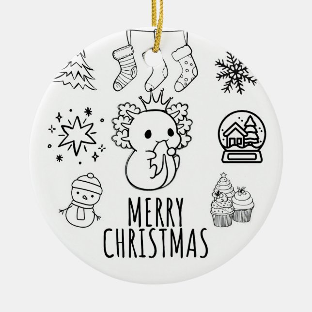 Décoration En Céramique Noël axolotl (Devant)