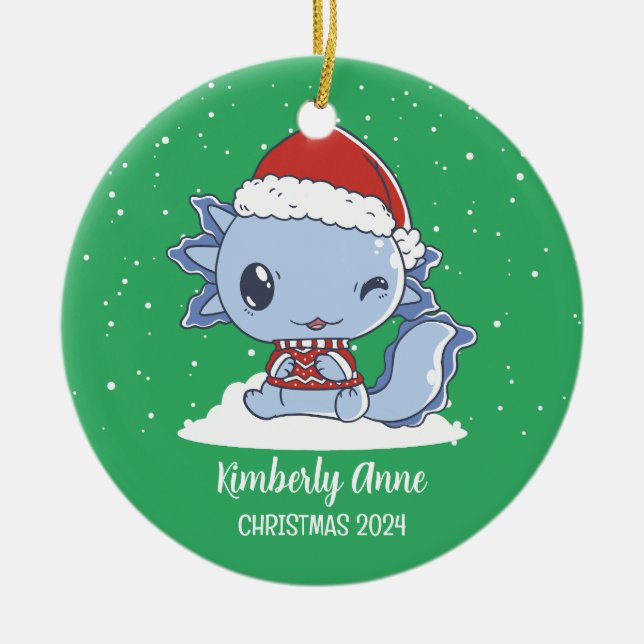 Décoration En Céramique Noël Axolotl animal de neige vacances d'hiver (Devant)