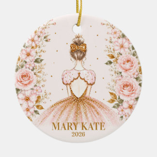 Décoration En Céramique Noël Ballerine Florale Rose Personnalisé
