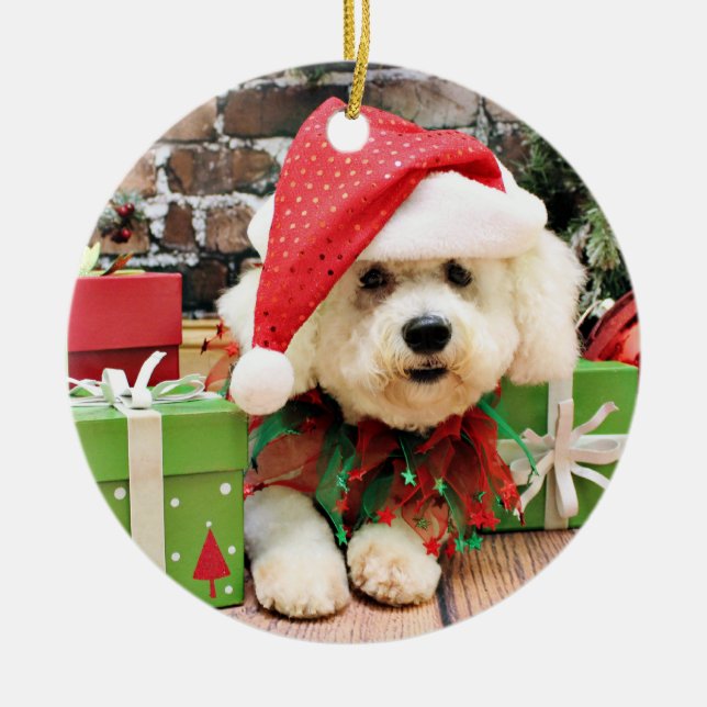 Décoration En Céramique Noël - Bichon Frise - marguerite (Devant)