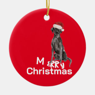 Décoration En Céramique Noël Black Labrador Chien Joyeux voeux