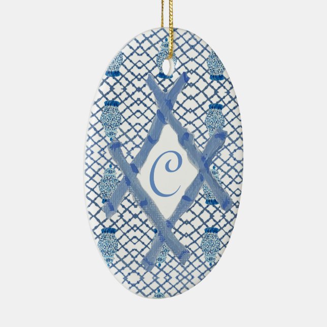 Décoration En Céramique Noël Bleu Ginger Jar céramique Ornamen céramique (Droite)