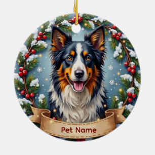 Décoration En Céramique Noël Border Collie