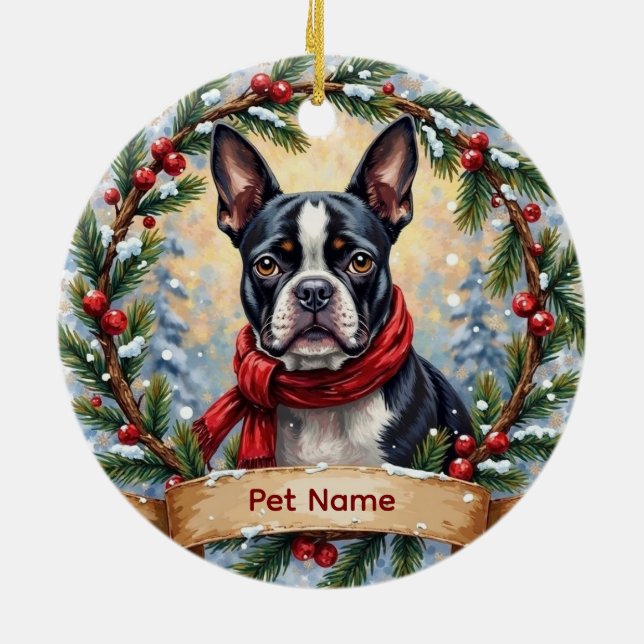 Décoration En Céramique Noël Boston Terrier (Dos)