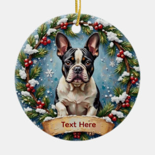 Décoration En Céramique Noël Bouledogue Français