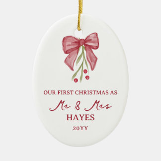 Décoration En Céramique Noël Bow Baie Branche Première Mariée