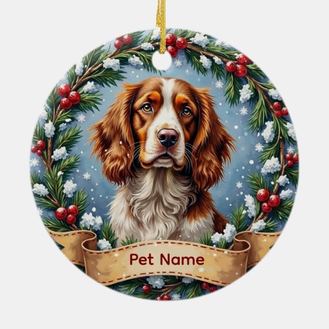 Décoration En Céramique Noël Brittany Spaniel (Dos)