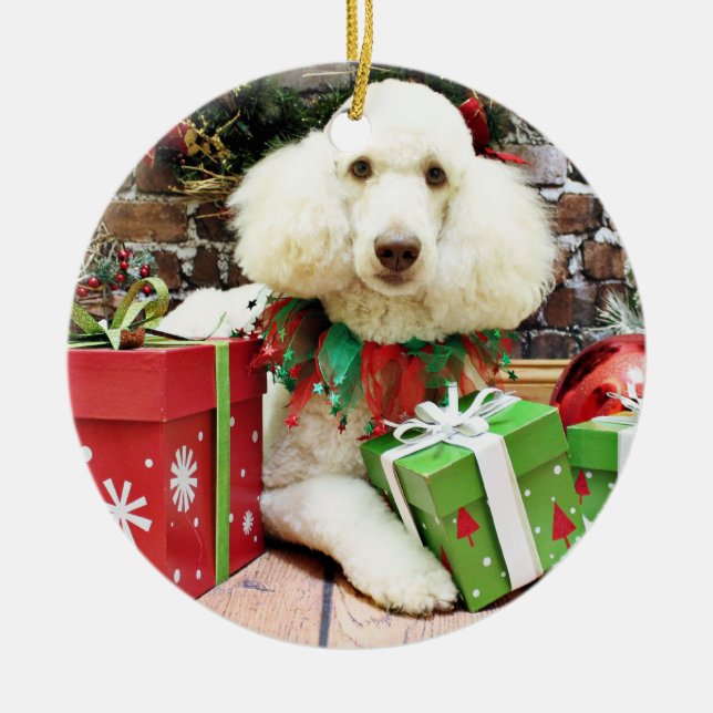 Décoration En Céramique Noël - caniche standard - Lucy (Devant)