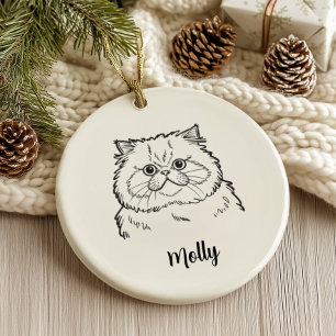 Décoration En Céramique Noël Chat Persan Personnalisé