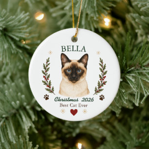 Décoration En Céramique Noël Chat Siamois Personnalisé