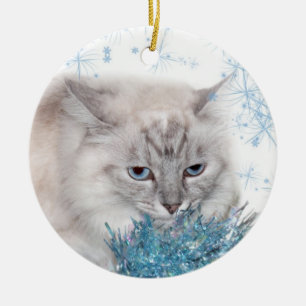 Décoration En Céramique Noël chaton de l'Himalaya