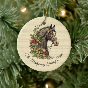 Décoration En Céramique Noël Cheval Vintage