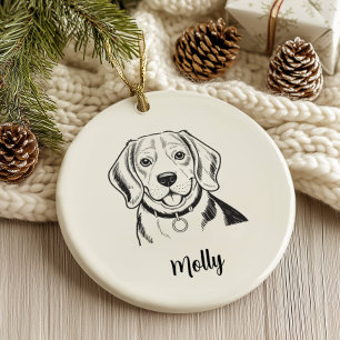 Décoration En Céramique Noël Chien Beagle Personnalisé