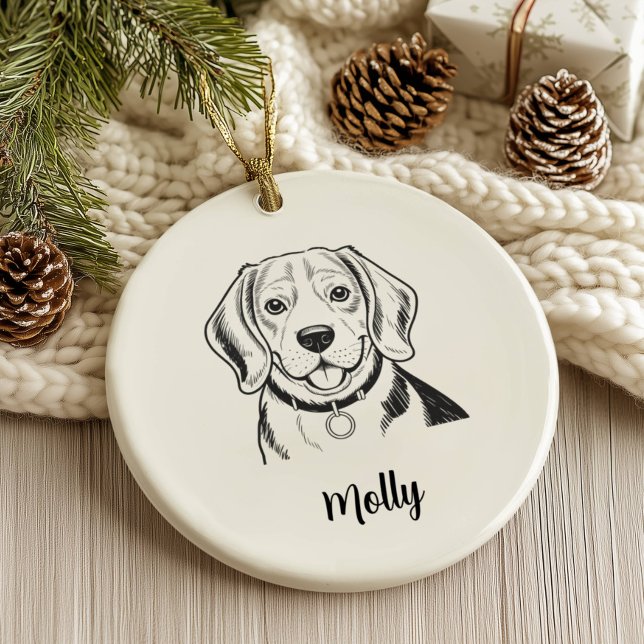 Décoration En Céramique Noël Chien Beagle Personnalisé (Créateur téléchargé)