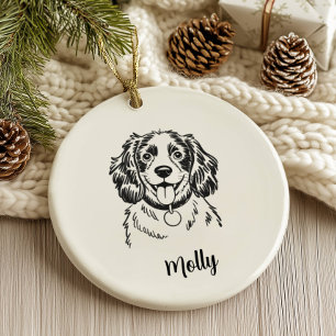 Décoration En Céramique Noël Chien Épaniel Personnalisé