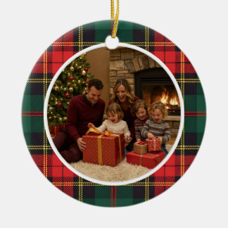 Décoration En Céramique Noël classique Tartan en famille