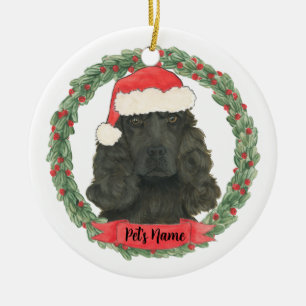Décoration En Céramique Noël Cocker Spaniel noir personnalisé