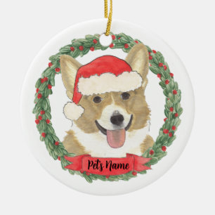 Décoration En Céramique Noël Corgi Faon Personnalisé