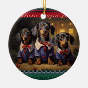 Décoration En Céramique Noël Dachshund