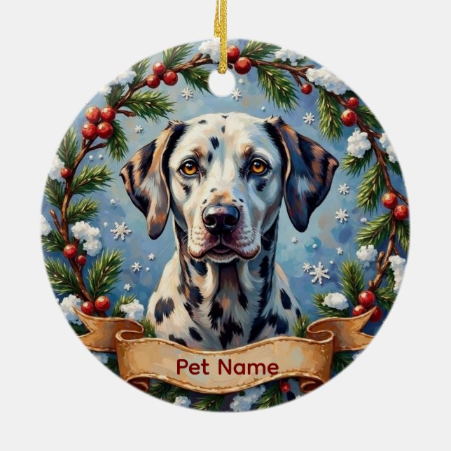 Décoration En Céramique Noël dalmatien personnalisé (Dos)