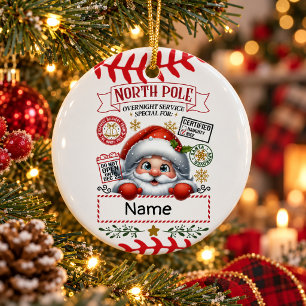 Décoration En Céramique Noël de baseball avec balle Père Noël mignon