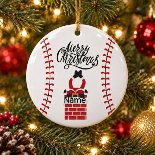 Décoration En Céramique Noël de baseball avec balle Père Noël mignon  