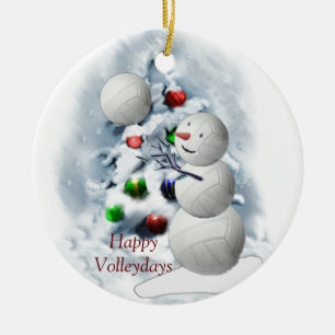 Décoration En Céramique Noël de bonhomme de neige de volleyball