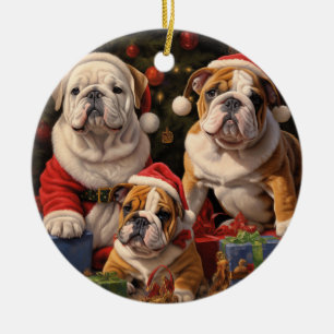 Décoration En Céramique Noël de Bulldog anglais