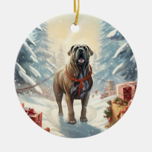 Décoration En Céramique Noël de Cane Corso, cadeau de mémorial pour chien,